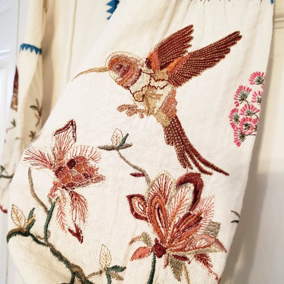 Sundance Paloma Oversized Embroidered Boho Peasant Top - Picture 5 of 8